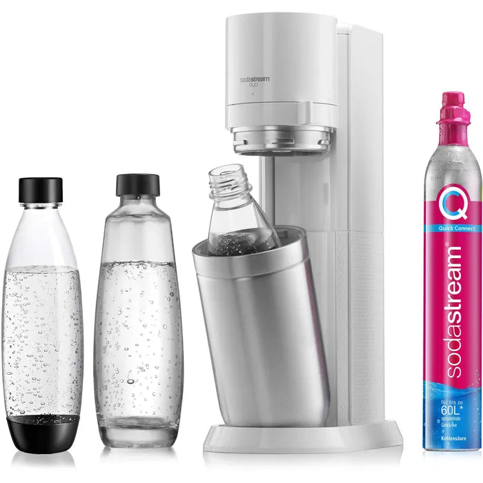 Wassersprudler Duo, weiß, mit 1 Glasflasche, 1 Kunststoffflasche, 1 Zylinder